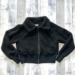 We Are Sundays Sherpa jacket w/thumb holes.